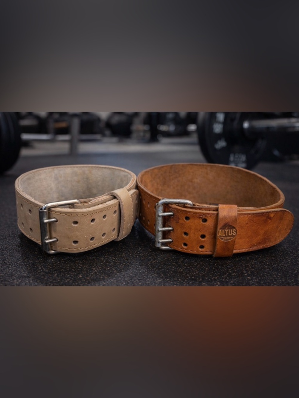 Set of 2 Leather Weightlifting Belt - Brown and Tan